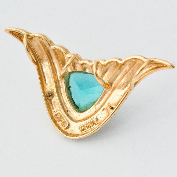 Ross-Simons Blue Glass & Genuine Diamond Pendant Gold Vermeil Sterling Silver - Picture 5 of 5